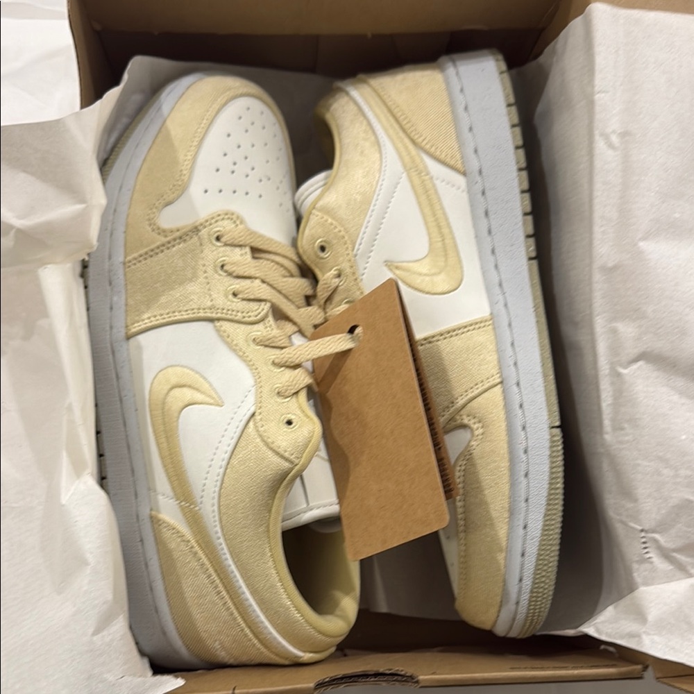 Nike Air Jordan 1 Low SE Beige and White Sneakers